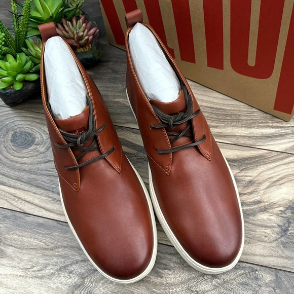 NIB FitFlop Zackery 11 44 Dark Red Chukka Ankle Boots Leather - Picture 2 of 11